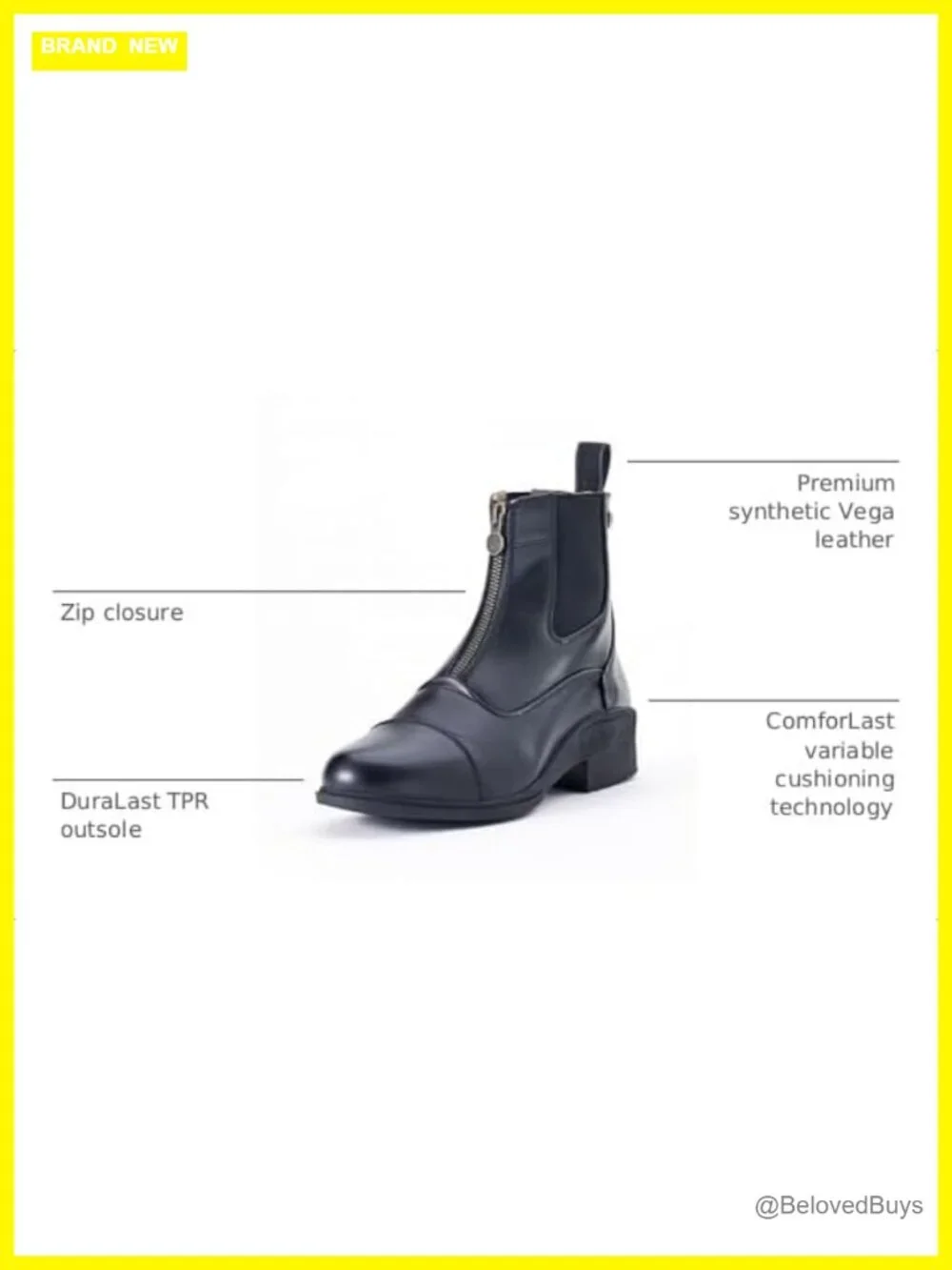 Equestrian Ankle Paddock Boots with Zipper - Vega Synthetic Leather